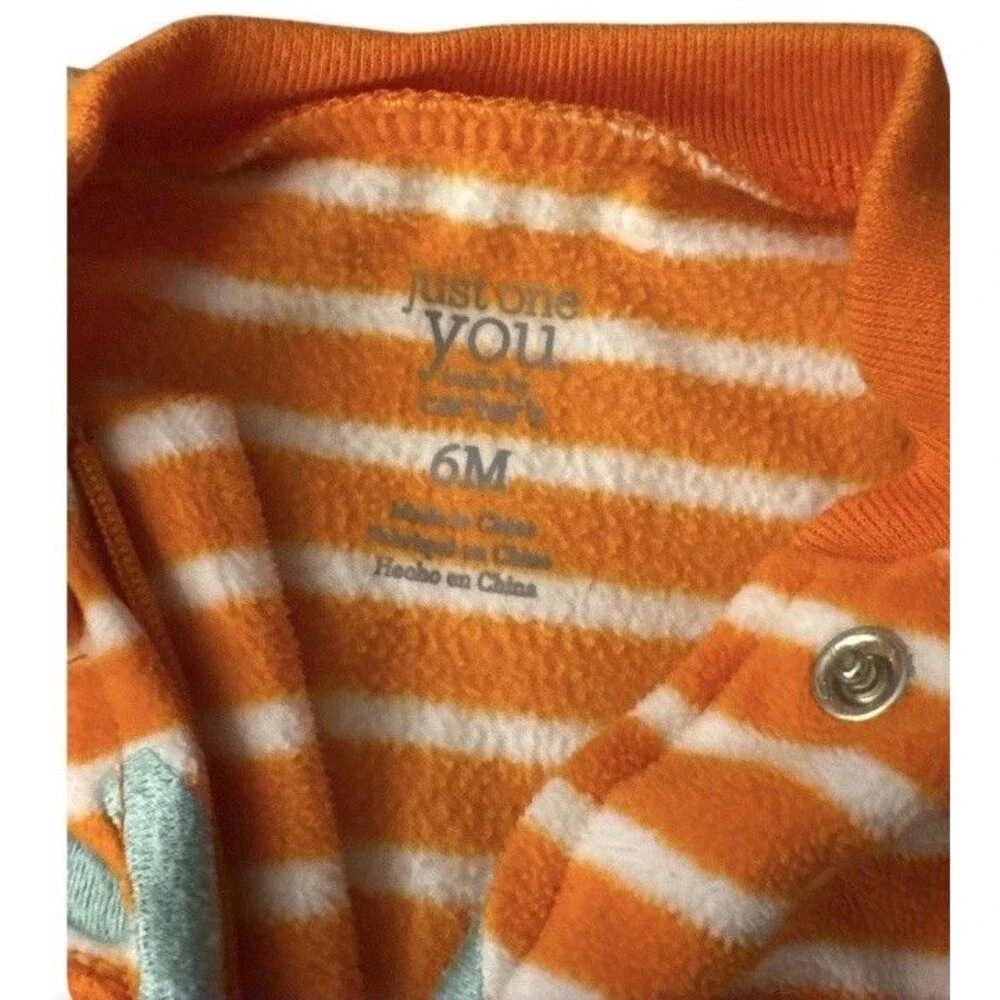 Carter’s Pumpkin Halloween 🎃 Just One You Striped One Piece Zip Singlet Size 6M - Picture 3 of 4